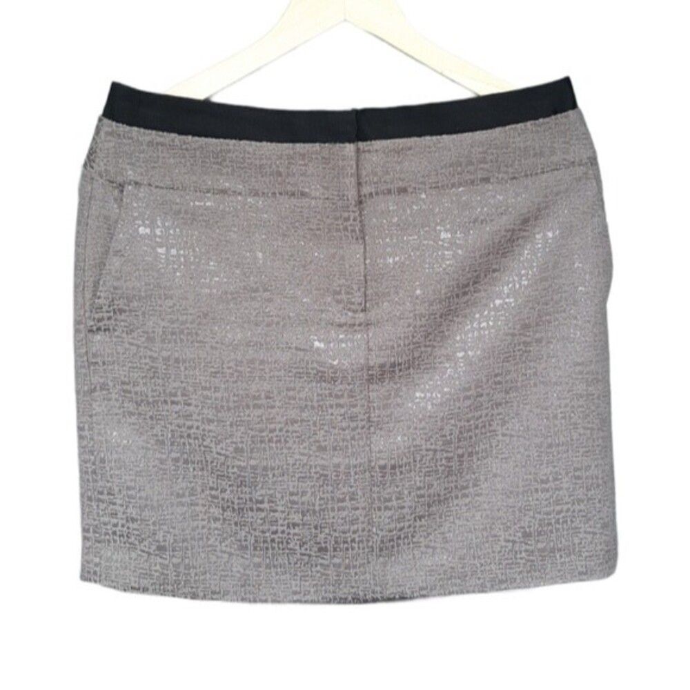 Loft Ann Taylor Mini Skirt With Pockets Metallic Brown Tones Zipper Size 8